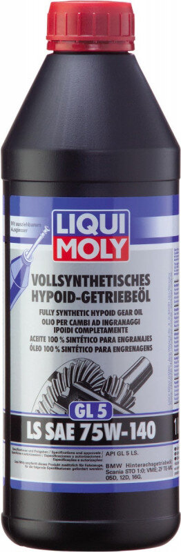 75W140 LS SAE fuldsyntetisk Hypoid gearolie (GL5) i 1 liters flaske