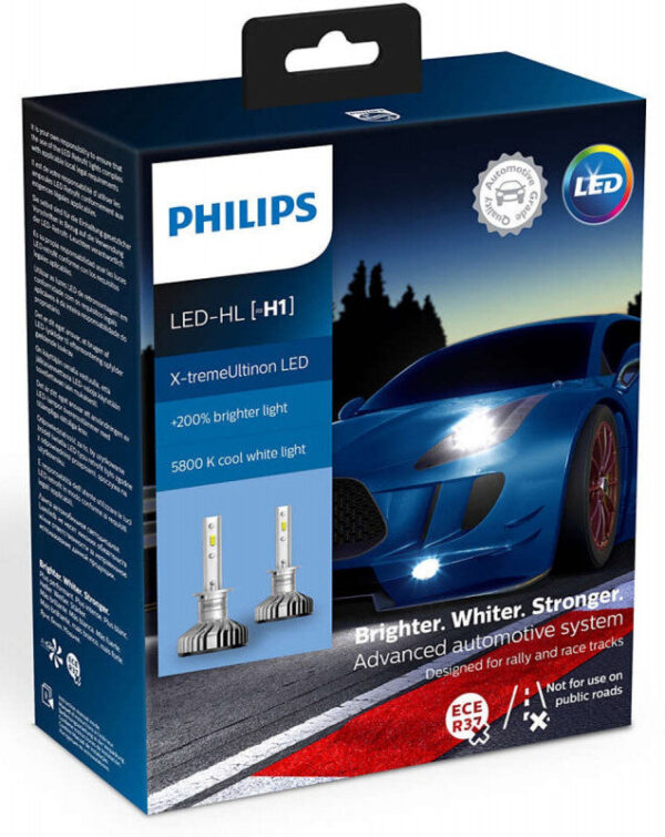 Philips X-treme Ultinon H1 LED +200% mere lys (2 stk.) Philips X-Treme Ultinon LED +200% / +250%