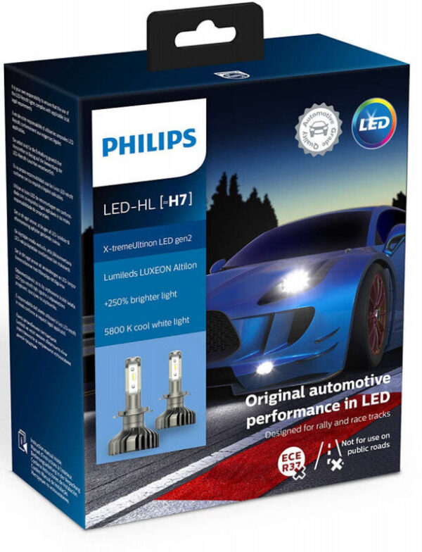 Philips X-treme Ultinon H7 LED +250% mere lys (2 stk.) Philips X-Treme Ultinon LED +200% / +250%