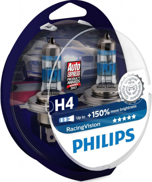 Philips Racing Vision H4 pærer +150% mere lys ( 2 stk) Philips Racing Vision +150%