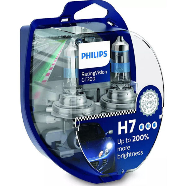 Philips Racing Vision GT200 H7 pærer +200% mere lys ( 2 stk) Philips Racing Vision GT200