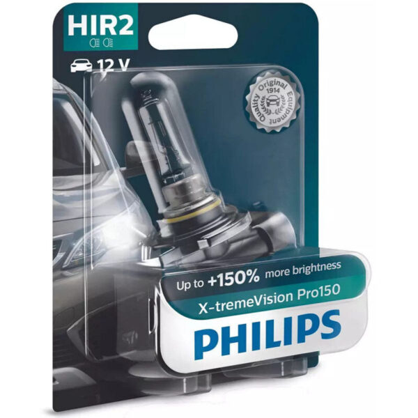 Philips X-Treme Vision Pro150 HIR2 pærer +150% mere lys (1 stk) Philips Xtreme Vision Pro +150%