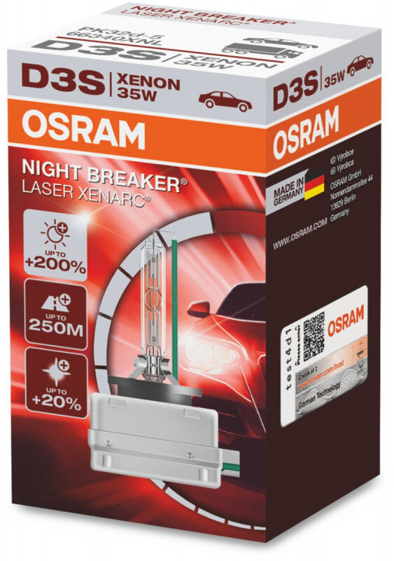 Osram D3S Night Breaker Laser Xenon pære med +200% mere lys (1 stk) Xenon Pærer